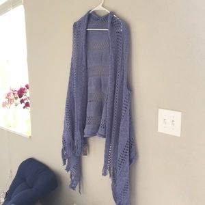 Purple open knit scarf shawl